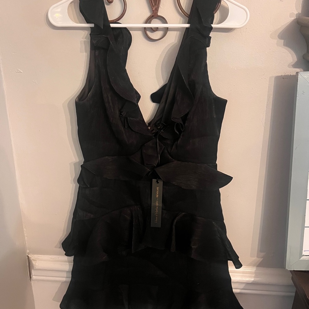 House of Harlow 1960 Black Ruffled Mini Dress